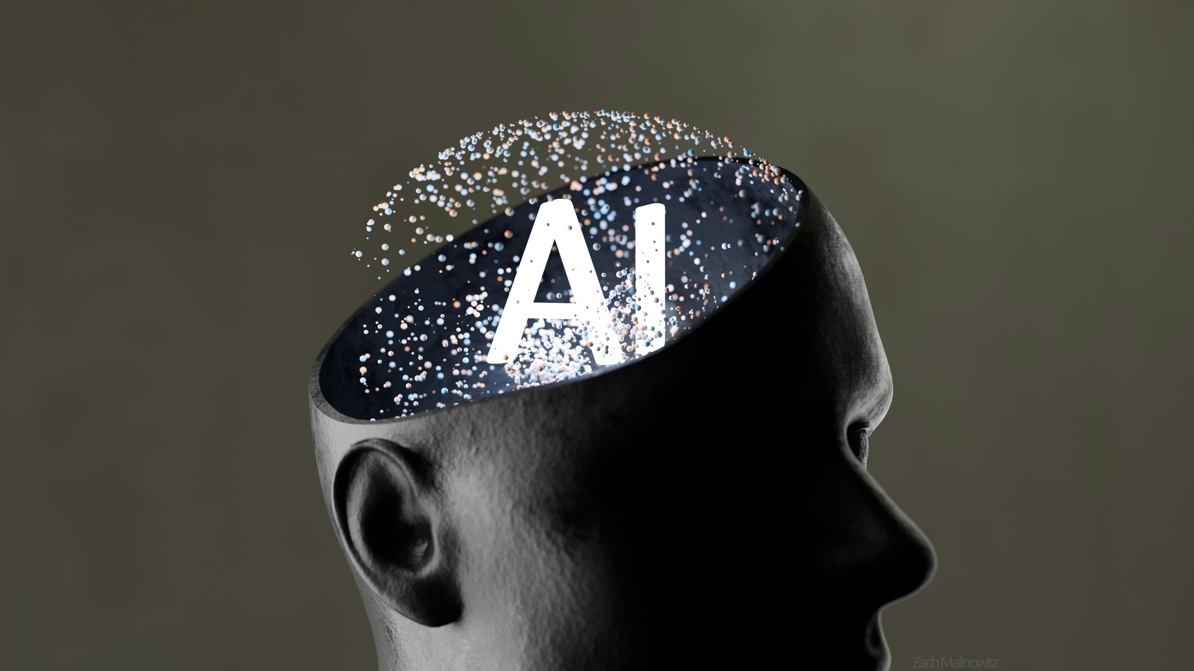 Conceptual illustration of an AI-powered mind